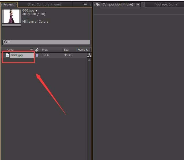 Adobe After Effects合成窗口导入一张图片的操作教程