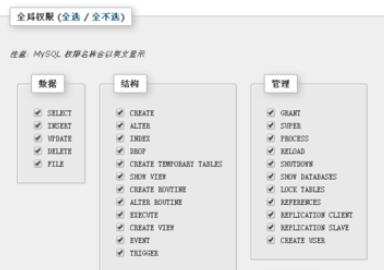 phpmyadmin管理员权限设置方法