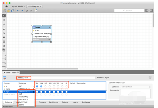 MySQL WorkBench设计数据库的操作过程