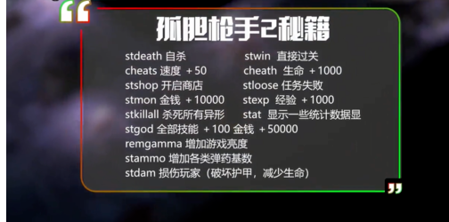 孤胆枪手2秘籍攻略