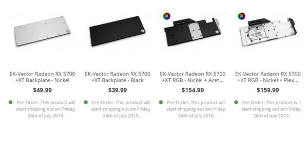 EKWB带来RX 5700系列显卡水冷头：1066元起