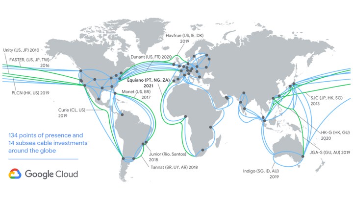谷歌宣布会建造Equiano海缆系统