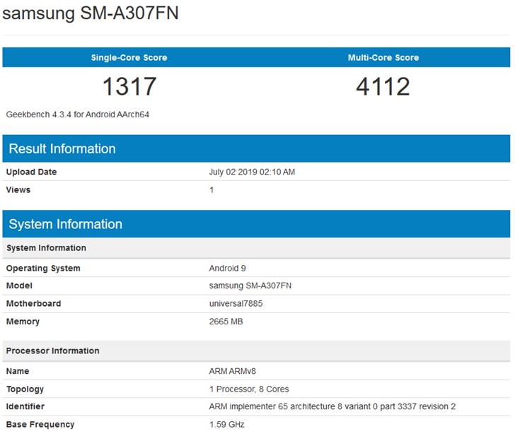 传三星新机出现在Geekbench Galaxy A30s要来？