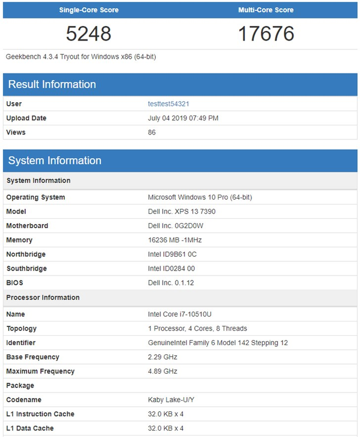 戴尔新款XPS 13现身GeekBench