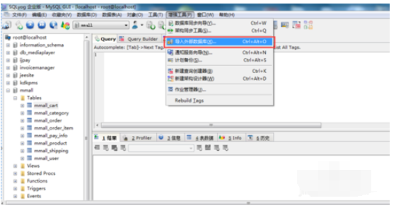 SQLyog导入excel数据的使用方法