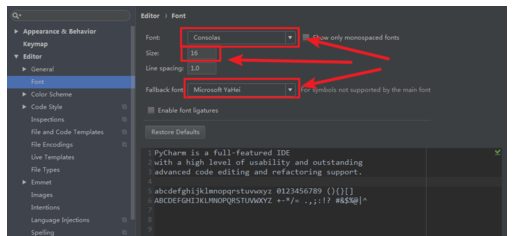 pycharm改中文字体的操作教程