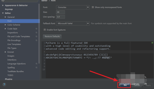 pycharm改中文字体的操作教程