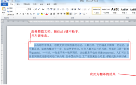 Word 2010完成语言翻译的具体操作步骤