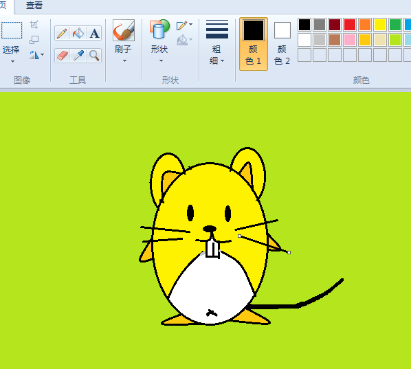 画图工具绘制小老鼠图像的详细步骤