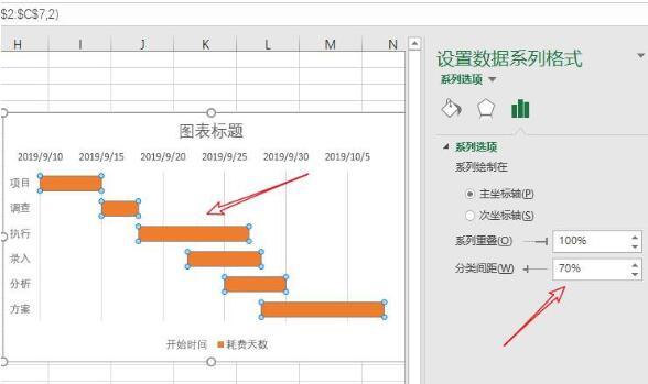 Excel自动生成简单甘特图的操作方法