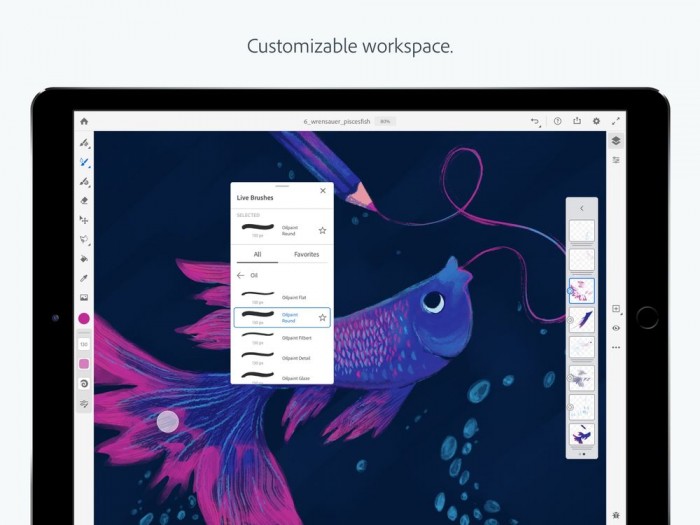 iPad端Adobe Fresco上线：提供数千种笔刷