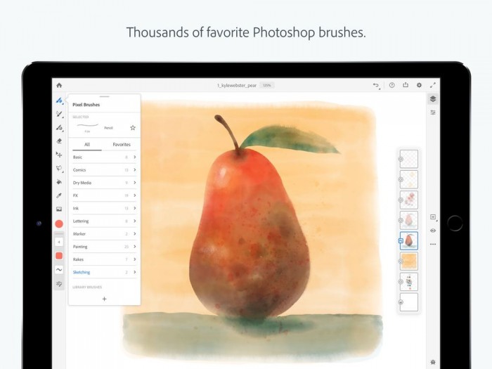 iPad端Adobe Fresco上线：提供数千种笔刷