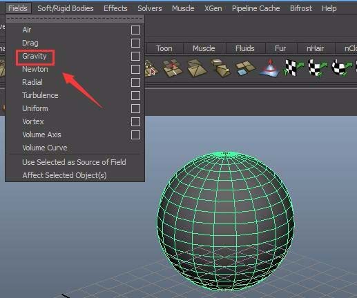 maya将球体加上重力场动画效果的方法步骤
