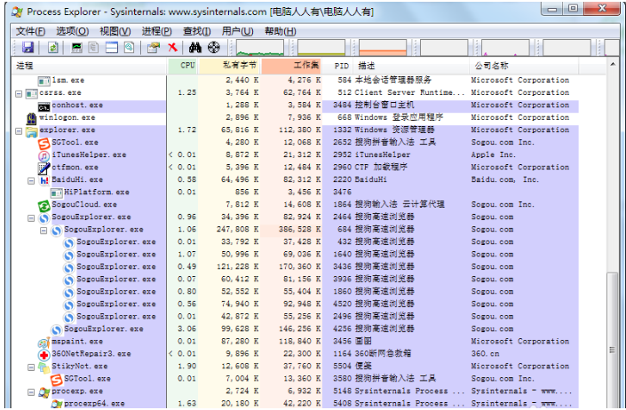 Process Explorer的具体使用说明