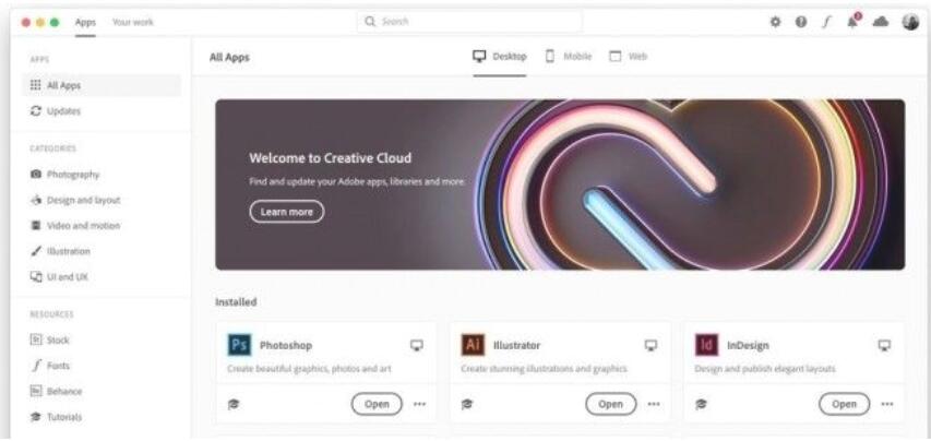 Adobe Creative Cloud桌面端改版：一站式商城