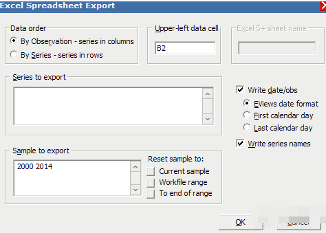 EViews中数据输成excel格式的操作方法