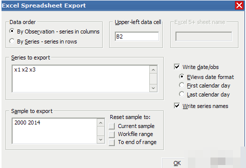 EViews中数据输成excel格式的操作方法