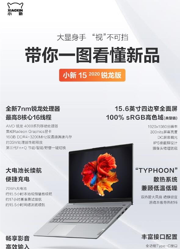 联想小新15 2020锐龙版登场：3999元