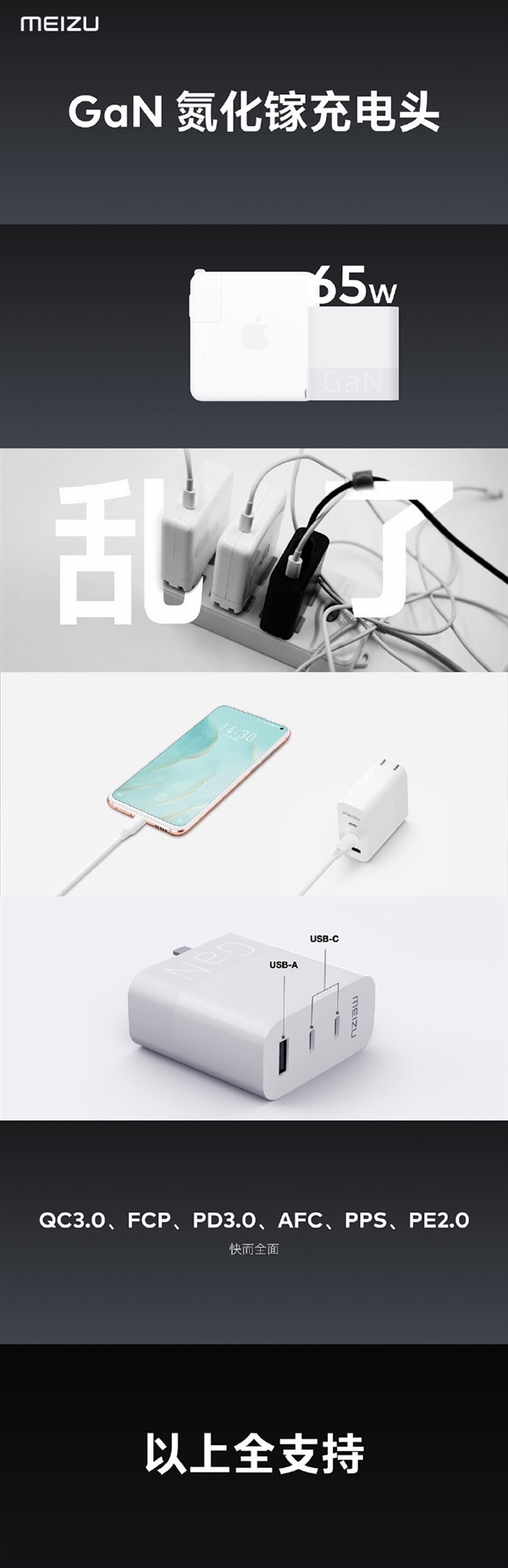 魅族超充GaN三口充电器上线：A口、C口都可以达65W