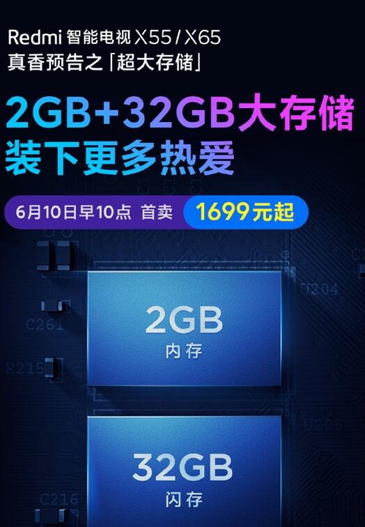 Redmi智能电视X现货发售:55英寸1699元