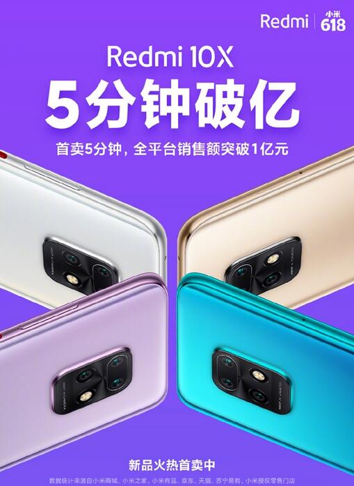 Redmi 10X机上市 ！首销5分钟过亿