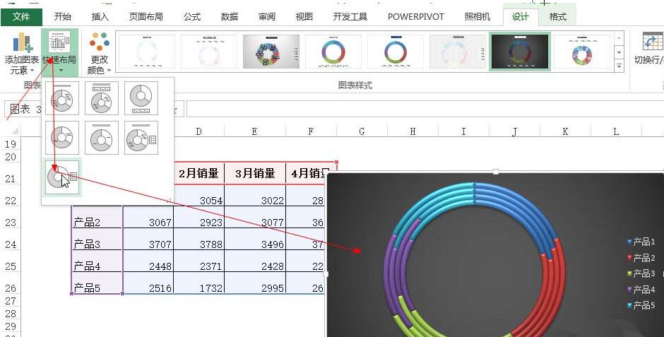 Excel表格制作多层的圆环图表的详细步骤