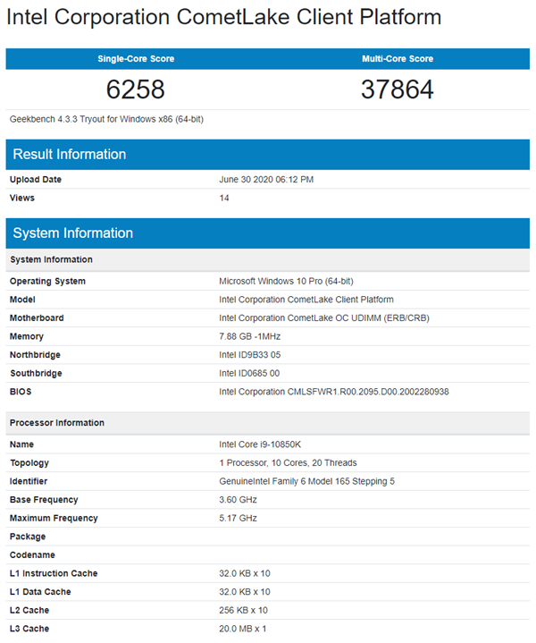 Intel i9-10850K曝光：AMD立功！