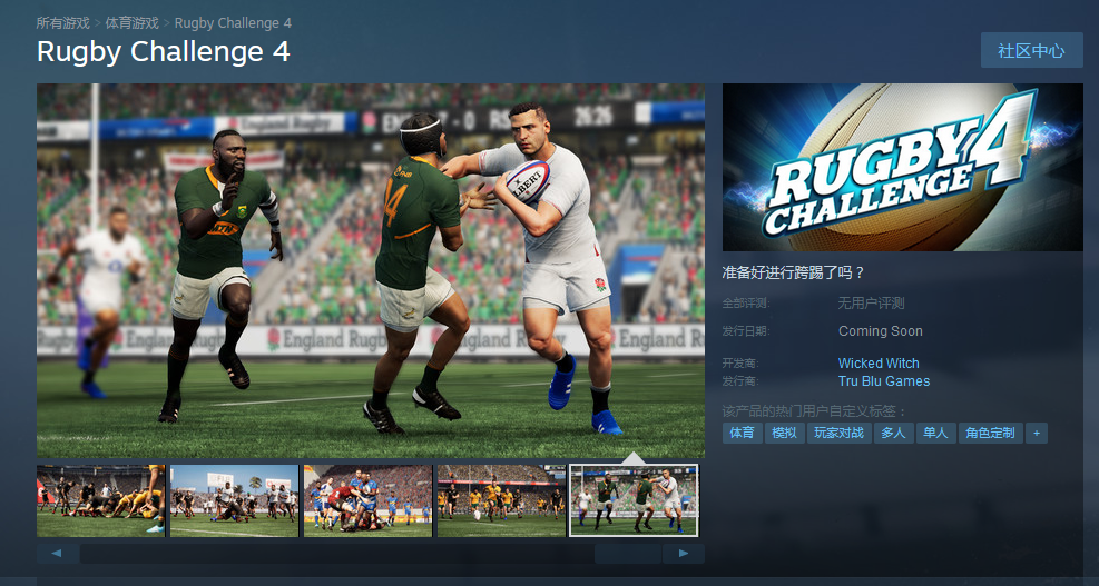 《橄榄球挑战赛4》登陆Steam 具体上市时间留悬念