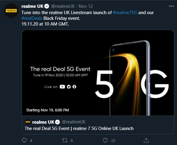 realme7 5G 下周四欧洲发布：支持 AI 智能美颜 后置4800万超广角四摄