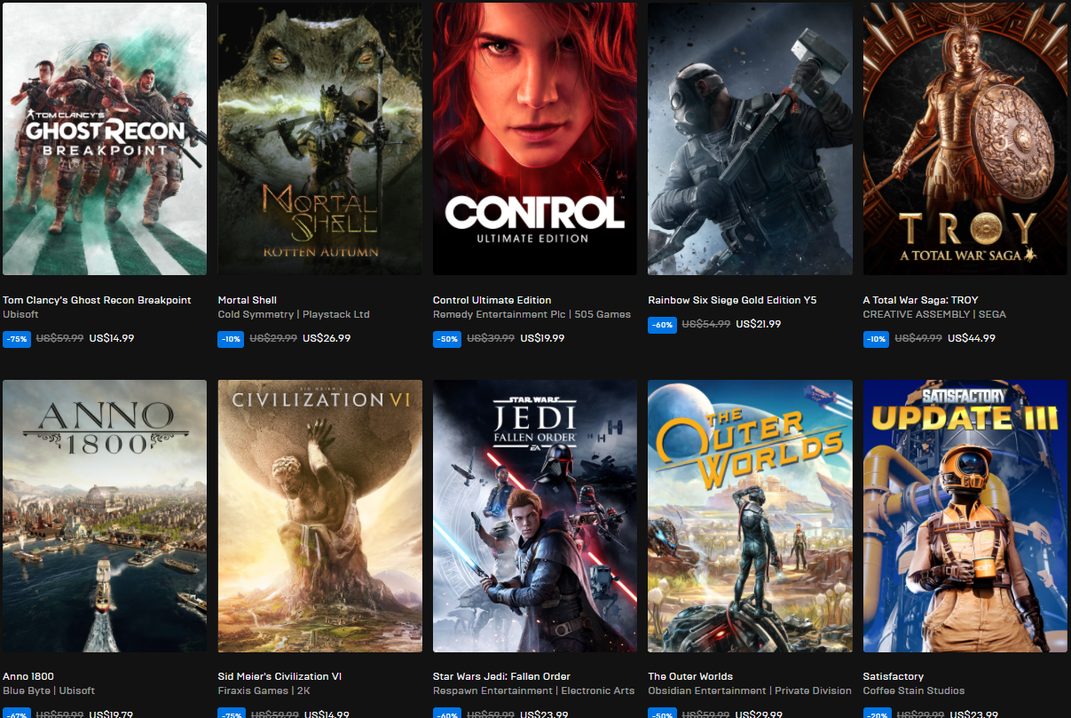 EPIC开启黑色星期五促销 多款游戏参与其中