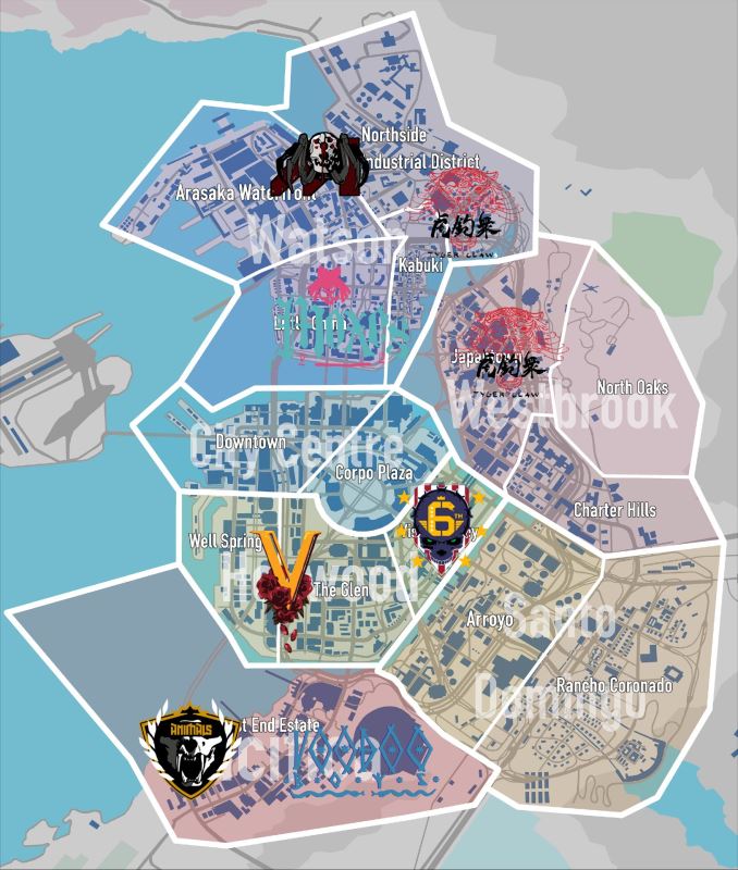 赛博朋克2077各帮派分布地图一览 赛博朋克2077各帮派分布地图有哪些