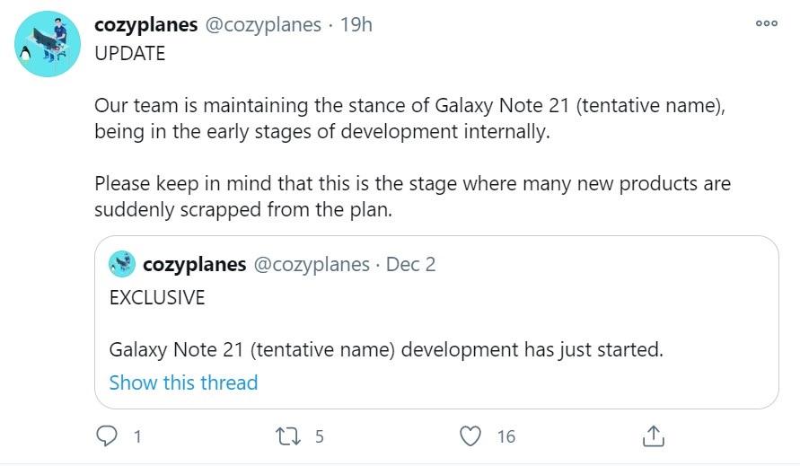 三星 Galaxy Note 21正在开发：预计明年1月发布