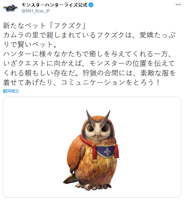 《怪物猎人：崛起》公开新角色：接待员、新宠物“福木兔”等