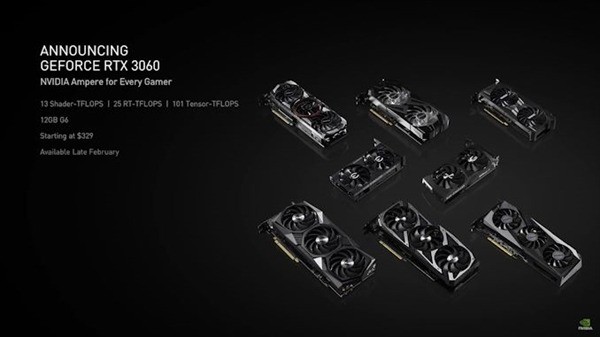 英伟达发布RTX 3060显卡以及RTX 30系列移动显卡