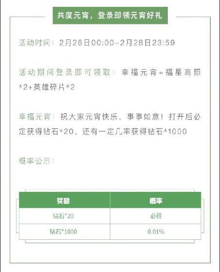 《王者荣耀》版本更新 元宵节活动8大福利上线