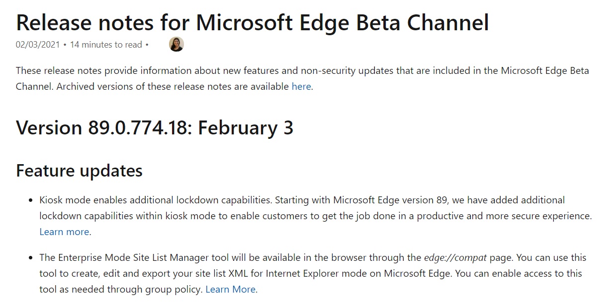 微软 Edge 浏览器 Beta 通道首个 89 版本发布