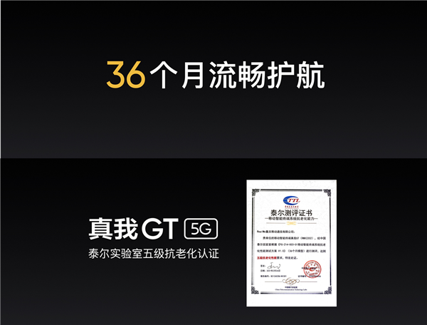 realme GT获五星抗老化认证：36个月流畅护航