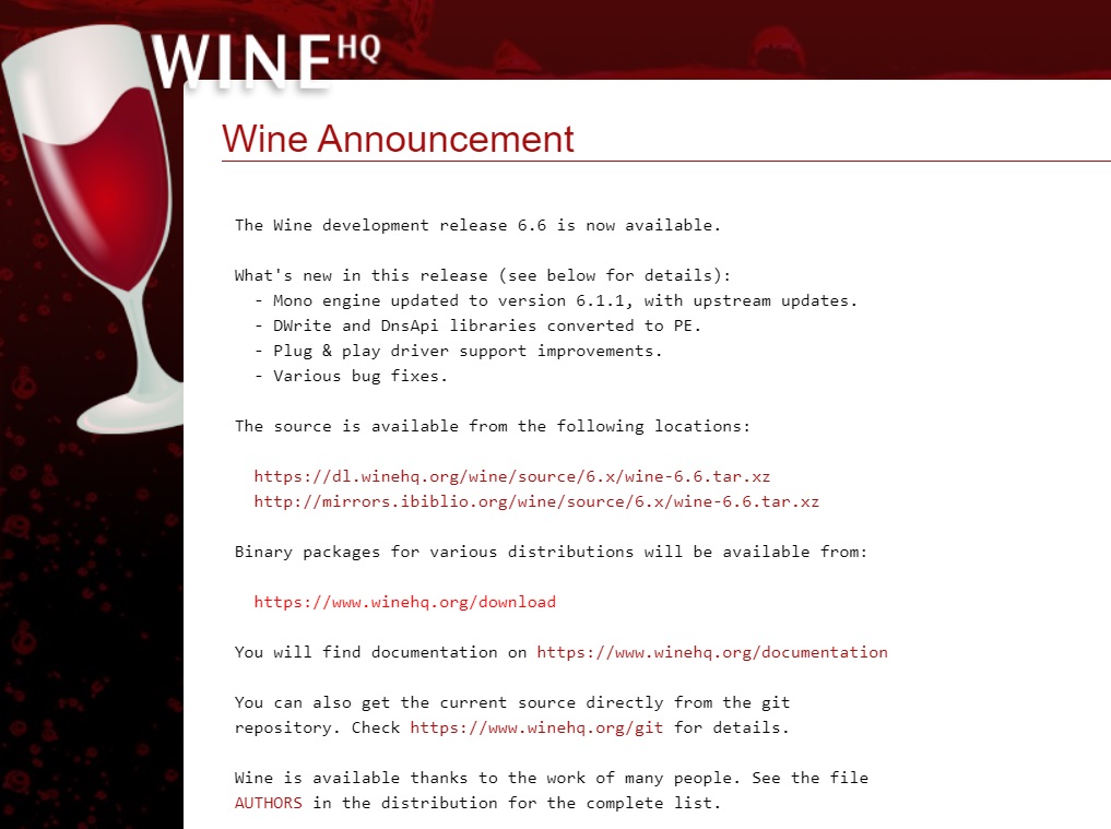 Wine 发布 6.6 版本更新 带来3项功能改进