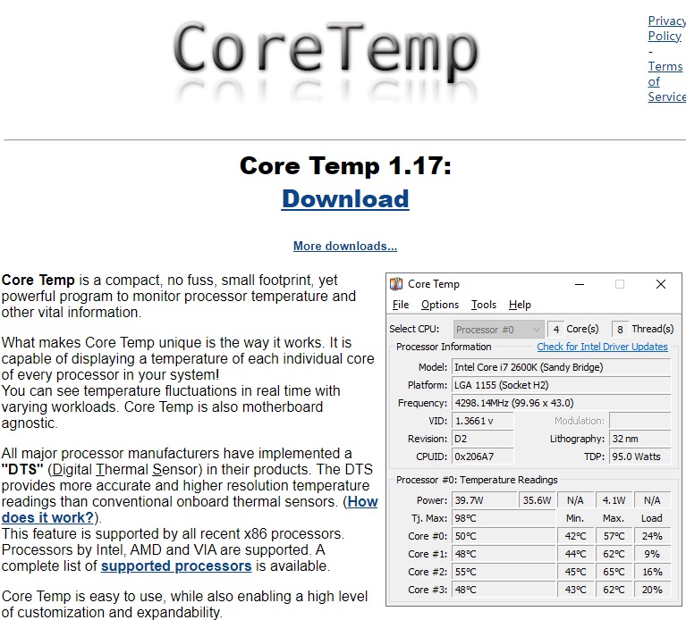 CPU 测温小工具 Core Temp 发布 1.17 版本更新 支持英特尔最新代