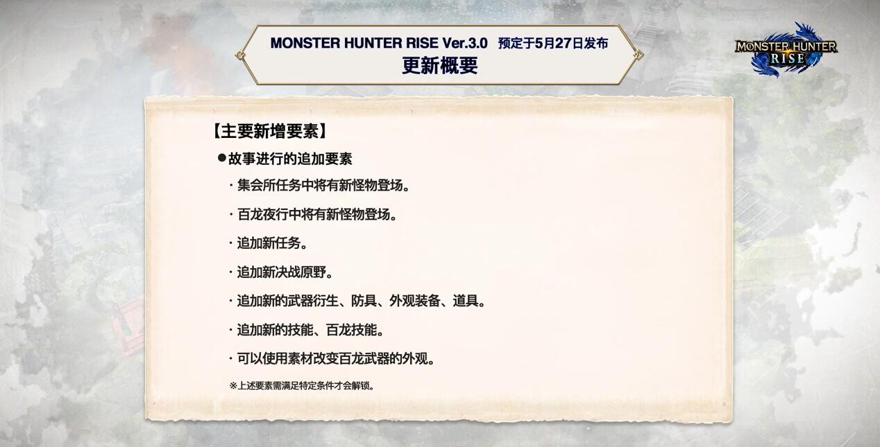 《怪物猎人：崛起》5月27日发布 3.0 版本更新 加入游戏结局和剧情高峰