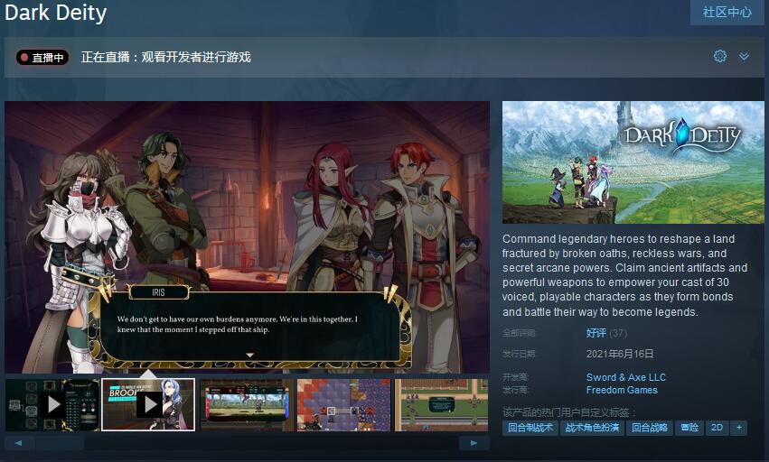 回合制战术RPG《晦暗神祇》登陆Steam 首周促销仅64元