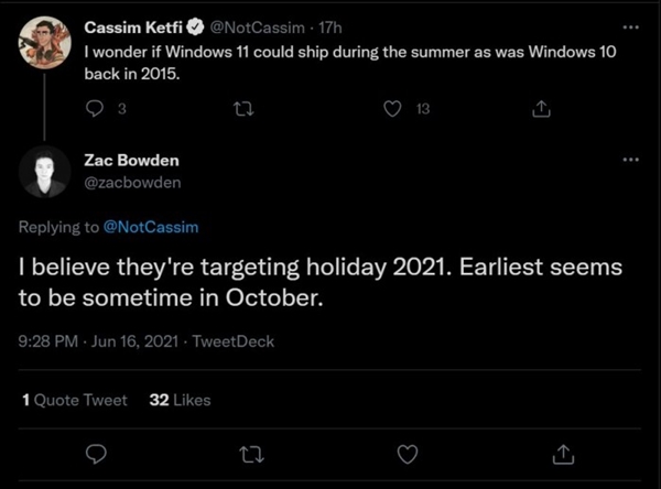 Windows 11即将到来!Windows 11稳定版最快要在今年10月上市