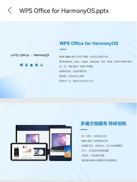 WPS HarmonyOS版上线服务中心 PPT新特性一览