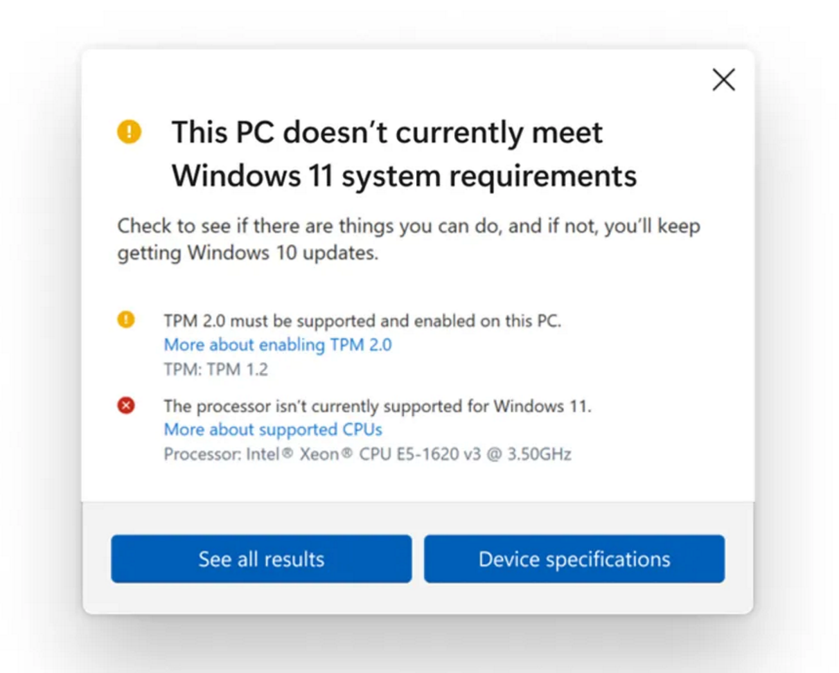 微软表示旧的CPU在Windows 11上出现崩溃