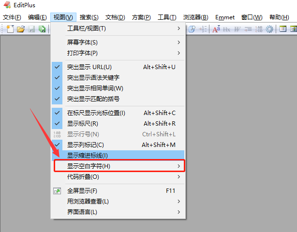 editplus字符怎么全部显示？editplus打开空白字符教程分享