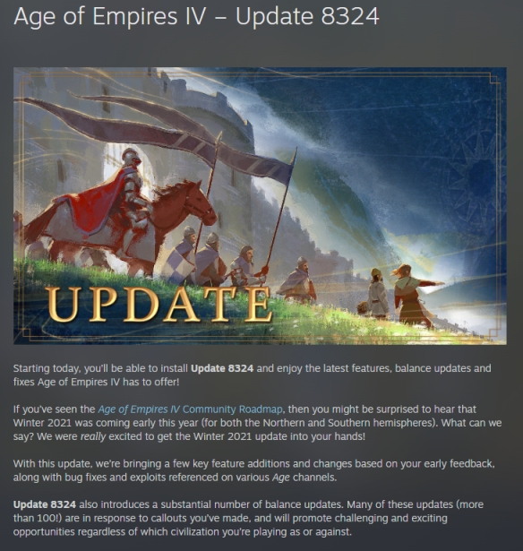 《帝国时代4》2021年冬季更新包上线Steam和微软