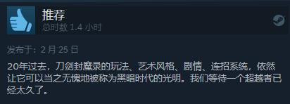 国产动作RPG游戏《刀剑封魔录》Steam综合评价为“多半好评”