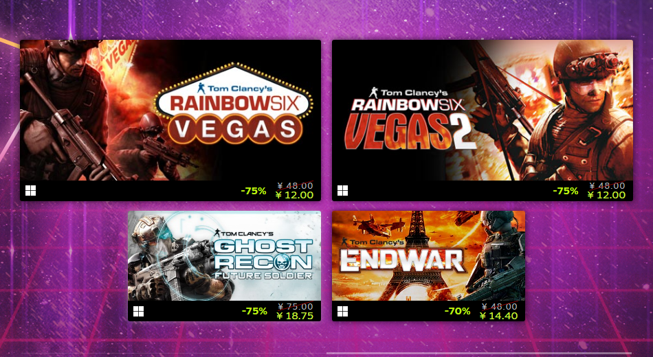Steam开启育碧专场优惠活动 最高优惠80%
