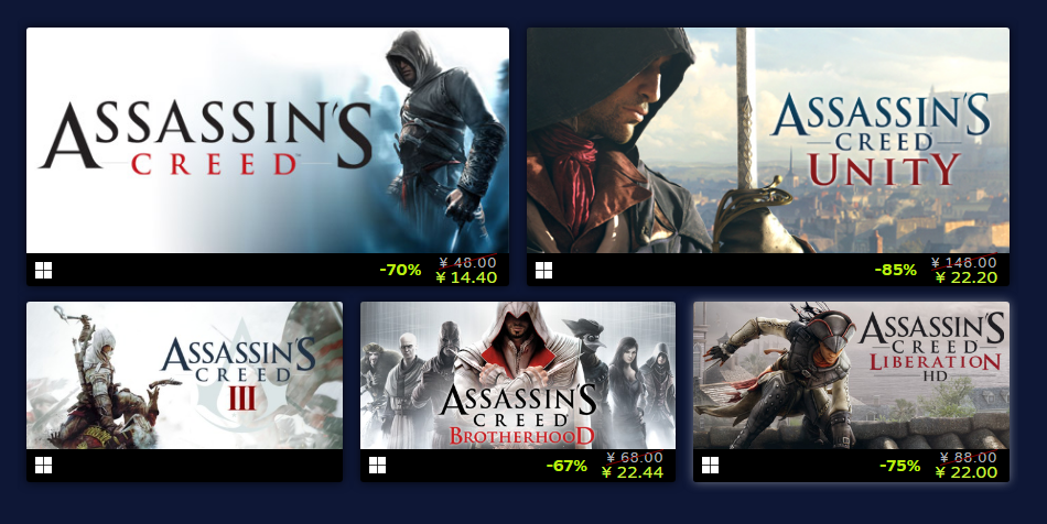 Steam开启育碧专场优惠活动 最高优惠80%