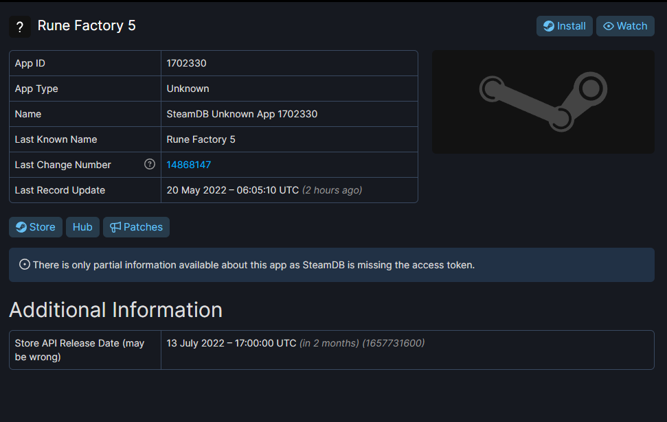 《符文工厂5》添加至Steam后台 暂定7月13日发售